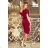 240-2 ROXI dress with asymmetrical skirt and belt - burgundy
 NMC-240-2