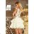 200-1 CHARLOTTE - Exclusive Dress with Lace Neckline - Gold / Beige + Ecru
