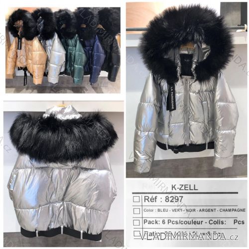 Bunda zimní s kapucí a kožešinou (s-l) K-ZELL ITALSKá MODA KZE198297