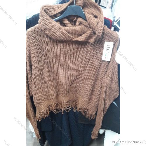 Svetr pletený dlouhý rukáv dámský krátký (uni s-l) ITALSKá MODA IM919925