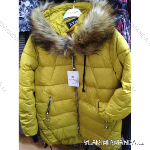 Bunda zimná s kapucňou a kožušinkou dámska (S-2XL) POĽSKÁ MÓDA PM219038
