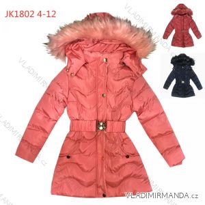 Bunda/kabát zimní prošívaný s kožíškem dětský dorost dívčí (4-12let)  KUGO JK1802