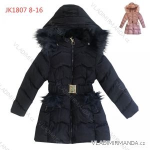 Bunda/kabát zimní prošívaný s kožíškem dětský dorost dívčí (8-16let)  KUGO JK1807-1