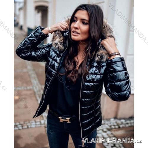 Bunda zimní prošívaná lesklá s kožíškem dámská (xs-s-m-l-xl) ITALSKá MóDA IM619745