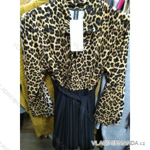 Šaty leopardí vzor dlouhý rukáv s páskem dámský (uni s-l) ITALSKá MóDA IM919881