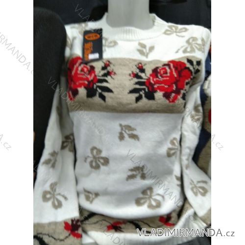 Svetr vánoční vzor teplý pletený dlouhý rukáv dámský (s-xl) TURECKÁ MODA MA719008