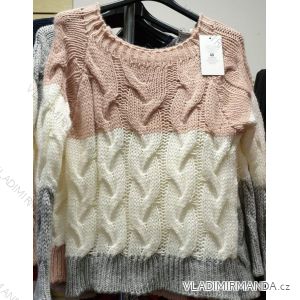 Svetr pletený dlouhý rukáv dámský (uni s-m) ITALSKá MODA IM12190125