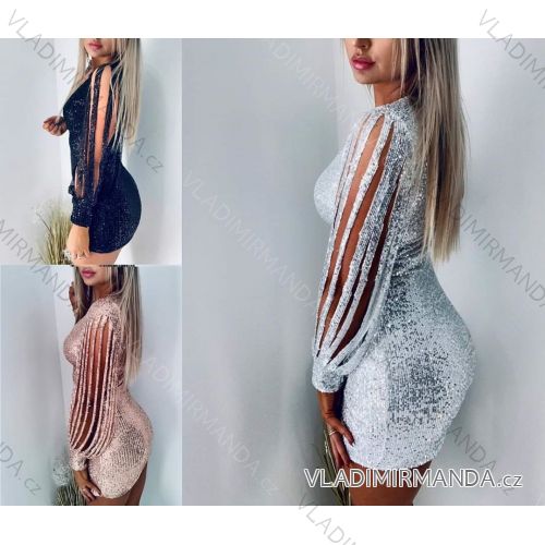 Elegant Ladies Long Sleeve Dress with sequins (uni sl) ITALIAN MODA IM917391