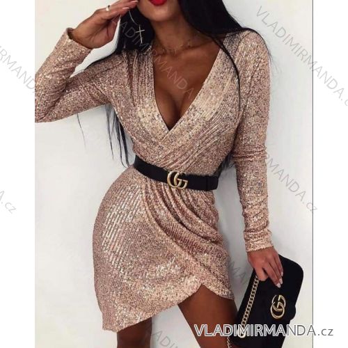 Elegant Ladies Long Sleeve Dress with sequins (uni sl) ITALIAN MODA IM917391