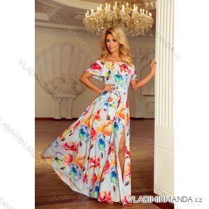 194-1 Dlouhé šaty s límcem - barevné malované květy
 NMC-194-1