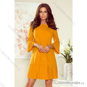 228-7 LUCY - Plisseekomfortkleid - Senffarben
 NMC-228-7