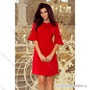 217-1 NEVA Trapézové šaty s rozšířenými rukávy - červené
 NMC-217-1