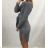 Women's knitted long sleeve dress with belt (UNI s / m) ITALIAN FASHION IM119690