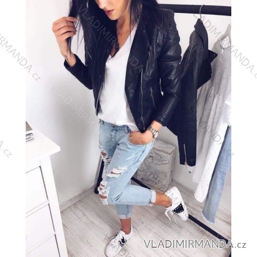 Spring leatherette jacket women's (s-xl) Polish moda JMK19043