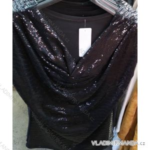 T-shirt with sequins short sleeves exposed shoulders women (uni s-l) ITALIAN FASHION IM72022
