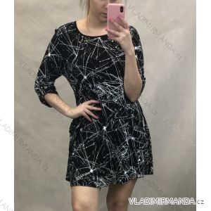 Tunika tričko nadrozměr 3/4 dlouhý rukáv (L-3XL) POLSKÁ MÓDA PM620001 černá