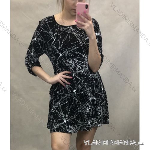 Tunika tričko nadrozměr 3/4 dlouhý rukáv (L-3XL) POLSKÁ MÓDA PM620001 černá