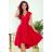 300-2 PATRICIA - dress with longer back with lace neckline - Red NMC-300-2