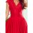 300-2 PATRICIA - dress with longer back with lace neckline - Red NMC-300-2