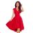 300-2 PATRICIA - dress with longer back with lace neckline - Red NMC-300-2