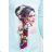 Dress with graphics and colorful 3D bow black