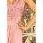 215-3 LEA Long Sleeveless Dress with Embroidered Cleavage - Pink
