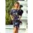 13-91 Sportliches Kleid - bunte Blumen auf dunkelblauem Grund
