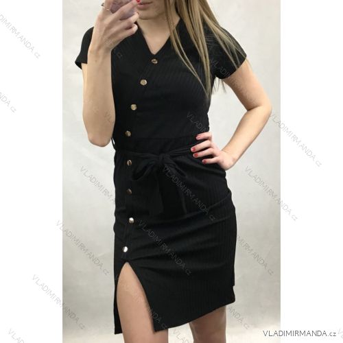 Šaty riadkové s gombíkmi krátky rukáv dámske (uni s-m) TALIANSKÁ MÓDA IMT20C-035
