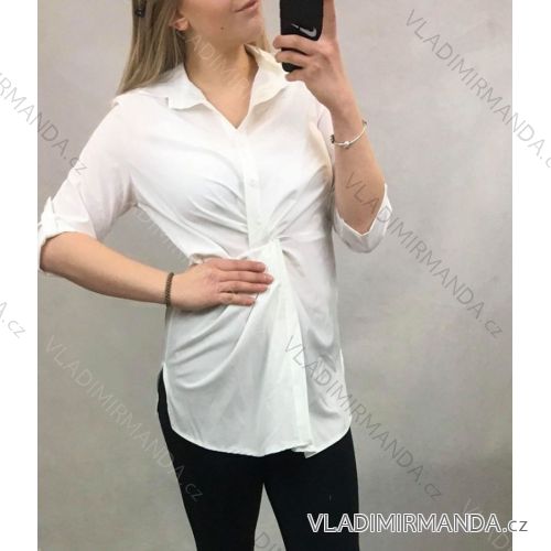 Hemdbluse 3/4 Ärmel Damen (uni s-l) ITALIAN MODA IMT20004