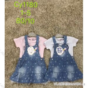 Souprava letní tričko krátký rukáv a riflová sukně s laclem dětská dívčí (1-5 let) SAD SAD20CY1180