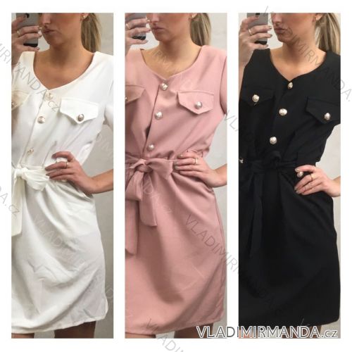 Elegantes kurzärmeliges Damenkleid (uni s-m) ITALIAN FASHION IM920148
