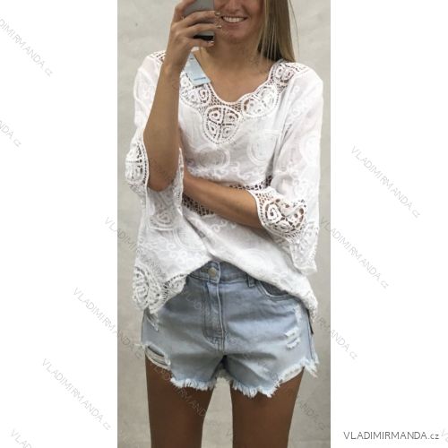 Shirt blouse short 3/4 sleeve lace ladies (UNI SL) ITALIAN FASHION IM13014