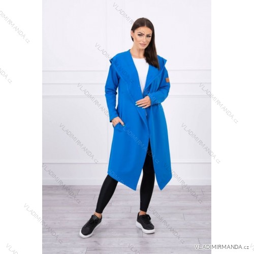 Long cardigan with a purple hood