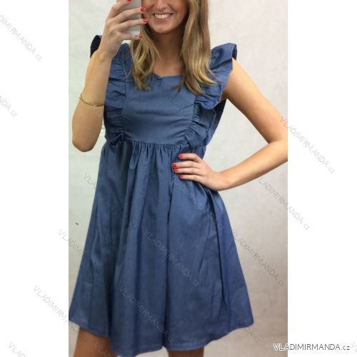 Denim short sleeve dress women (UNI S / M) ITALIAN FASHION IM920010