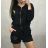 Set Hoodie Langarm und Shorts Frauen (UNI S / L) ITALIAN FASHION IML20034
