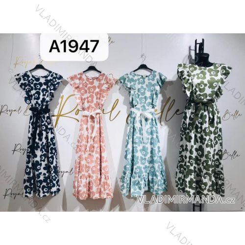 Šaty letní krátký rukáv květované dámské (UNI S-M) ITALSKÁ MÓDA IMM20A1947