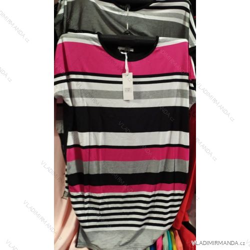 Tunika prodloužená krátký rukáv proužek dámská (UNI S-L) ITALSKÁ MÓDA IM420263