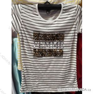 Tunika prodloužená krátký rukáv proužek dámská (UNI S-L) ITALSKÁ MÓDA IM420263