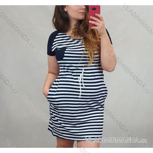 Šaty krátký rukáv dámské nadrozměrné (M-4XL) POLSKÁ MÓDA PMF20015