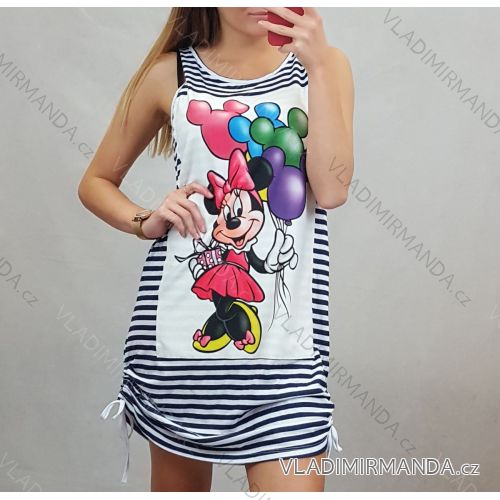 Sommerkleid mit Trägern Damenstreifen mit Applikation (uni s / m) ITALIAN FASHION IM620055