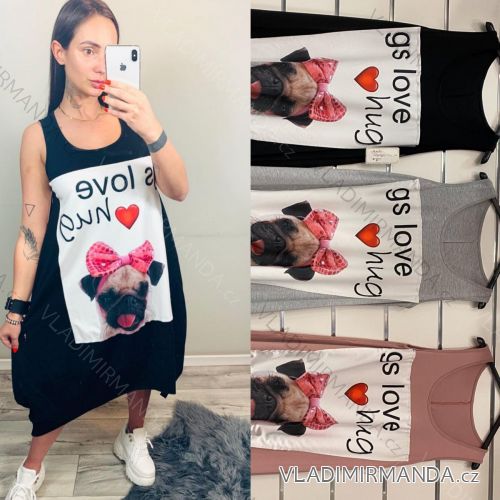 Šaty letní oversize na ramínka dámské (UNI S/L) ITALSKÁ MÓDA IMK20140