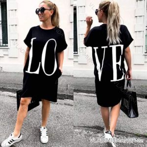 Šaty letní oversize krátký rukáv dámské LOVE nadrozměr (3XL/4XL) ITALSKÁ MÓDA IMD22058