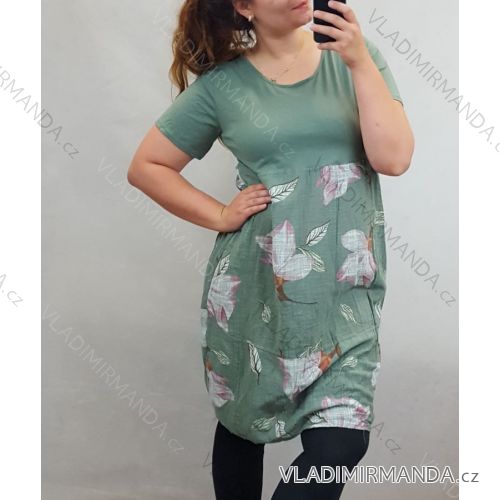 Šaty letní s krátkým rukávem dámské květované (uni l/xxl) ITALSKá MóDA IM720157