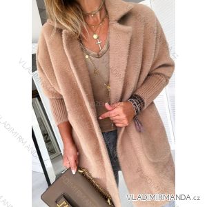 Kabát alpaca dlouhý rukáv s kapsami dámský (S/M ONE SIZE) ITALSKÁ MÓDA IMWK21028