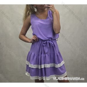 Šaty na ramínka letní krátké dámské (UNI S/M) ITALSKÁ MÓDA IMM20342 fialová