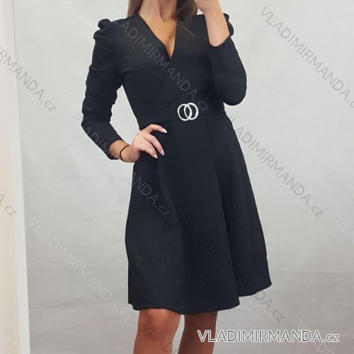 Šaty elegantní dlouhý rukáv dámské (UNI S/M) ITALSKÁ MÓDA IMM20811