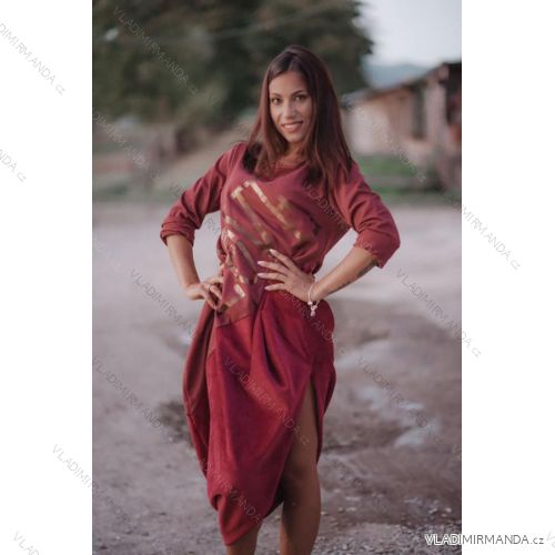 Šaty 3/4 dlouhý rukáv dámské (UNI S/M) ITALSKÁ MODA IMM20935