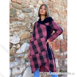 Šaty mikinové dlouhý rukáv dámské (UNI S/M) ITALSKÁ MODA IMM20A1333-1