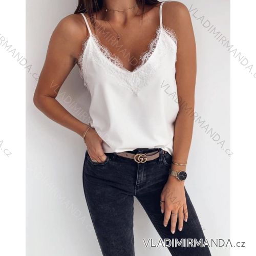 Tílko letní s krajkou dámské (UNI S/M) ITALSKÁ MÓDA IMM20346/DR