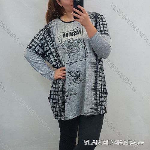 Tunika Tričko dlouhý rukáv dámská nadrozměr (uni XL-XXL) Turecká moda TME20109